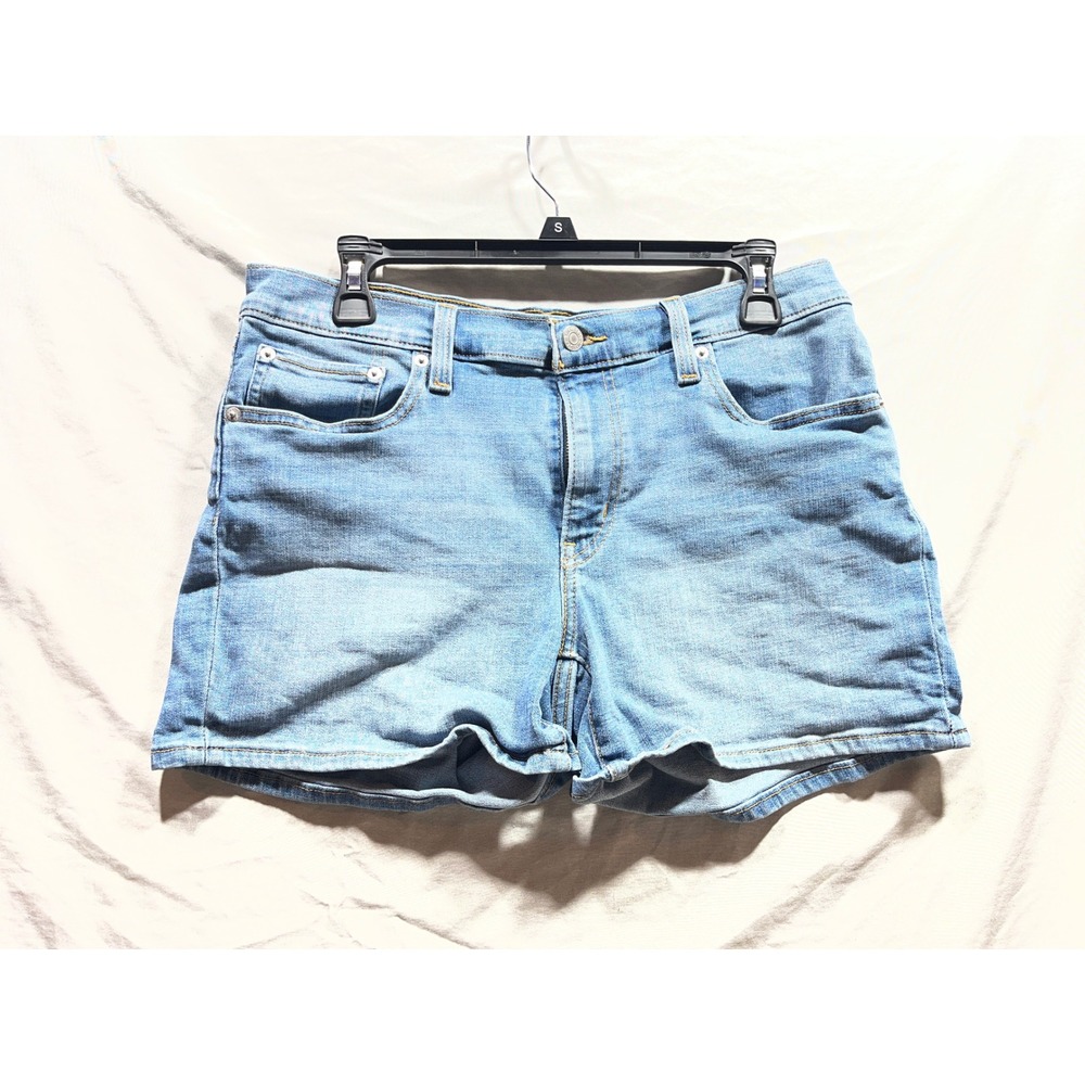 Levis Women 30 Mid‎ Length Denim Shorts Light Wash Blue 5 Pocket Jean Shorts